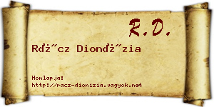 Rácz Dionízia névjegykártya